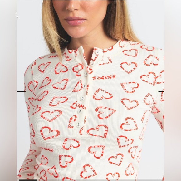 💗NEW IN BAG SKIMS Candy Heart Print Henley and Leggings Set M, L, XL - Picture 2 of 8